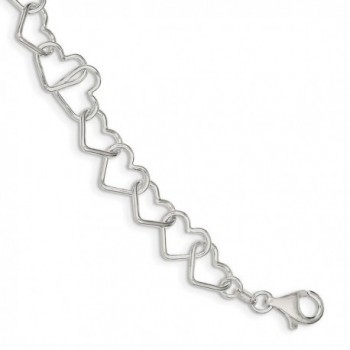 Sterling Silver Polished Fancy Large Heart Link Bracelet - CM115GOD063