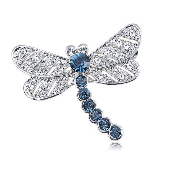 Alilang Swarovski Crystal Elements Captivate Sapphire Blue Petite Dragonfly Pin Brooch - CE119LR4IAH