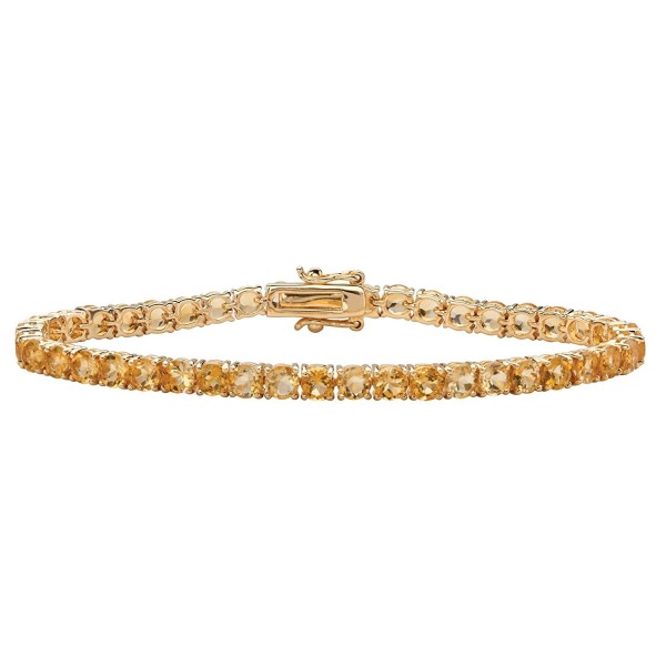 Round Genuine Yellow Citrine 18k Yellow Gold-Plated Tennis Bracelet 7.25" - C8183QTD4U0