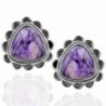 Sterling Triangular Charoite Antique Earrings