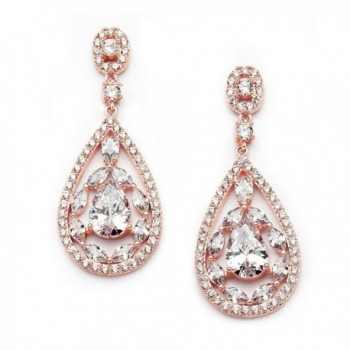 Mariell Rose Gold Dangle Earrings for Brides- Wedding or Prom - Vintage Pear-Shape CZ Statement Chandeliers - CR17Y28MHD5