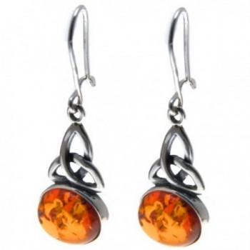 Honey Amber Sterling Silver Celtic Oval Earrings - C1111A4IV11