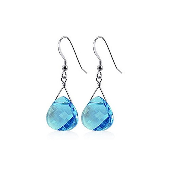 Gem Avenue 925 Sterling Silver Made with Swarovski Elements Blue Crystal Handmade Drop Earrings - CI111XRE4FX
