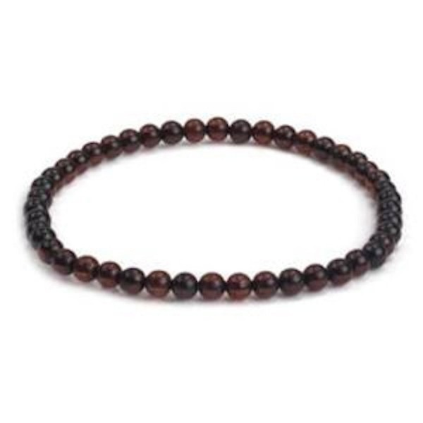 Cherry Amber Stretch Very Small Round 4MM Beads Adjustable Bracelet 7.2" - CI113ZWTXUZ