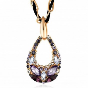 The Starry Night Dream Color Drop Style Romantic Crystal Cut Diamond Accented Women Necklace - C1120AK1JZF