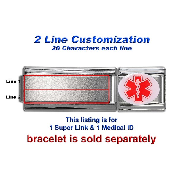 Laser Engraved Medical ID- Modular Enamel & Super Link - SELECT YOUR CONDITION OR MEDICINE - CY12NZ5YHC0