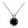 Hoops & Loops Sterling Silver Black Cubic Zirconia Round Solitaire Necklace - C312I5699FT