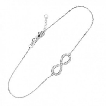 925 Sterling Silver Clear CZ Infinity Pendant Bracelet (7.50 to 8.00 inches) - C811G5JNC1V