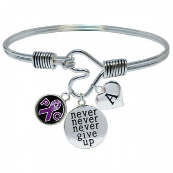 Custom Pancreatic Cancer Awareness Never Give Up Bracelet Choose Initial - C5185WD9K78