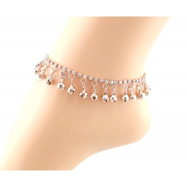 JY Jewelry Rose Gold full design Rhinestone chain with bells tassels Anklet - CH11VD74BBZ