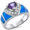 Amethyt- Lab Created Blue Opal- & Cz New Fashion .925 Sterling Silver Ring Sizes 5-10 - CV11MBJZ8X9