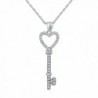 Sterling Silver Cubic Zirconia Heart Key Pendant Necklace - C511YJCMGD1