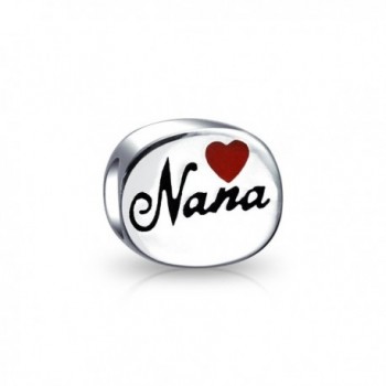 Bling Jewelry Red Oval Love Enamel Heart Nana Bead Charm .925 Sterling Silver - CP118R3EKVT