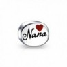 Bling Jewelry Red Oval Love Enamel Heart Nana Bead Charm .925 Sterling Silver - CP118R3EKVT