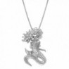 Sterling Silver Diamond Cut Mermaid Necklace Pendant with 18" Box Chain - CQ119DRYJ4L