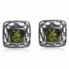 Sterling Silver Green Amber Square Stud Earrings - CP11FELPZOX
