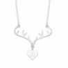 SENFAI Silver Rhodium Plated Deer Antler Initial Alphabet Letter Heart Pendant Necklace 18" - C61832YCN8Q