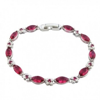 SELOVO Marquise Shape Cubic Zirconia Flower CZ Bracelet Chain Silver Tone - fuchsia - CC12K77MWUN