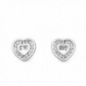 Sterling Silver Rhinestone Crystal Hollow Heart Shaped Stud Earring - CE12KJNZWMZ