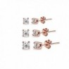 5 Pair Set Rose Gold Flashed Sterling Silver Cubic Zirconia Round Stud Earrings- Choice of Sets - 3-Pairs 3-5mm - CY186ONNS86