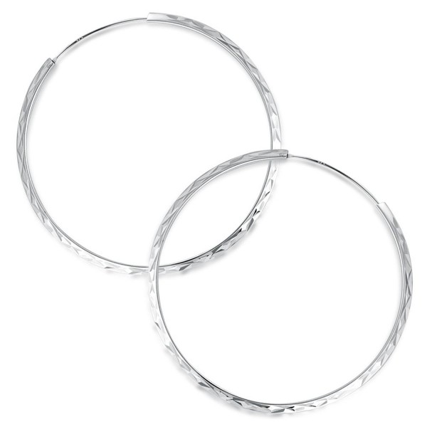 MBLife 925 Sterling Silver Diamond-Cut Large Hoop Earrings (Diameter 2 Inches) - CV11T5KL4D5