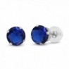 14K White Gold Blue Simulated Sapphire Women's Stud Earrings (1.10 cttw- 5MM Round Cut) - CS12L46E5WJ