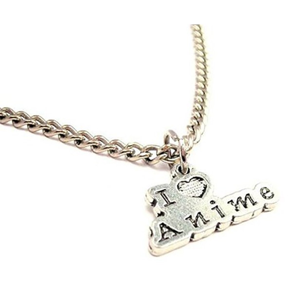 I Love Anime Pewter Charm 18" Fashion Necklace - C811E8EDVL1