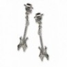 Gothic Musician Skull and Guitar with Posts Silver Finish Dangle Earrings - CY11DXGDWB9