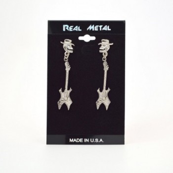 Gothic Musician Guitar Silver Earrings in Women's Drop & Dangle Earrings