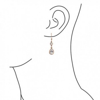 Rose Gold Plated Brass Bezel Set Teardrop and Round CZ Dangle Earrings ...