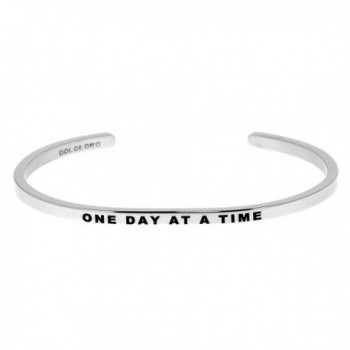 Mantra Phrase: ONE DAY AT A TIME - 316L Surgical Steel Cuff Band - CD12N8P5U1X