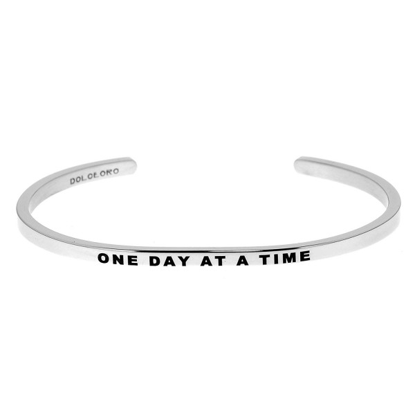 Mantra Phrase: ONE DAY AT A TIME - 316L Surgical Steel Cuff Band - CD12N8P5U1X