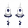 925 Sterling Silver Round Gemstones Dangle Earrings - Blue - CO11PZ1VHWL