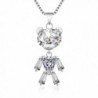 Cute little Bear'925 sterling Silver CZ diamond Pendant Necklace Best gifts for women girls children - White - CO187WGQUKD