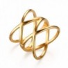 Stainless Steel Gold Plated Double"X" Criss Cross Statement Ring for Women - CX12DT0JFPP