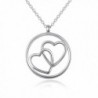 925 Sterling Silver Women Love Heart Circle Pendant Necklace Jewelry Gift - White Gold - CW1882CXTGX