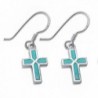 Dangle Style Turquoise Cross .925 Sterling Silver Fish hook Dangle drop Earrings - CN12I7OQDOT