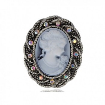 Alilang Womens Antique Silver Tone Vintage Braided Rope Cameo Frame Brooch Pin - CK117BO823H