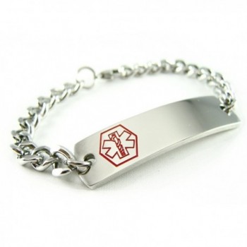 MyIDDr - Pre-Engraved & Customizable Warfarin Medical Alert ID Bracelet- Curb Chain - CK114KW82ID