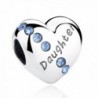 Sterling Silver Heart Love "Daughter" Charms for Mom Daughter Birthstone Charms Fit Snake Chain Bracelet - CC184590Y2E