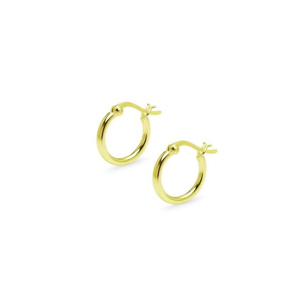 Yellow Flash Sterling Silver Earrings - 15mm-Yellow Gold Flash Sterling Silver - CV185KI97OA