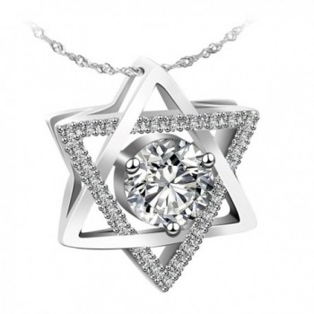Jewelry Sterling Silver Pendant Necklace Hexagram / Star of David Necklace Exquisite Gift Package - CA185WA3S0L