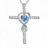 Infinity Birthstone Aquamarine Anniversary Girlfriend - Aquamarine Love Infinity God Cross Necklace - CE180KK2AZQ