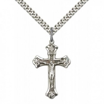 Sterling Silver Crucifix Pendant with 24" Stainless Steel Heavy Curb Chain. - CZ12836JL7R