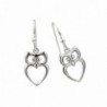 Rhodium Plated Sterling Silver Earrings Owl Heart Hook Dangle Earrings - CP11U1R6EGX