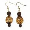 I Need My Coffee! Genuine Coffee Agate Earrings with Volcanic Stone Accents- 1.75 Inches - CR11JKGA92F