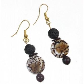 Coffee Genuine Earrings Volcanic Accents in Women's Drop & Dangle Earrings