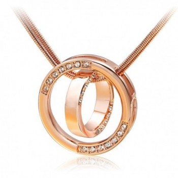 Fancydeli for Her "Love in Love" Women Rose Gold Plated Circle Pendant Necklace - CG11TIL76S3