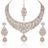 I Jewels Traditional Rhodium Plated Necklace Set for Women M4046ZW (White) - C612HB58UMX