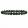 Amandastone Handmade Gem Semi Precious Gemstone 8mm Ball Beads Stretch Bracelet 7" Unisex - Dark Green Jade - C5184ADOOX3